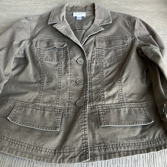 Ann Taylor LOFT - Army-Green Cotton-Blend Jacket - SZ 6 - Picture 4 of 10